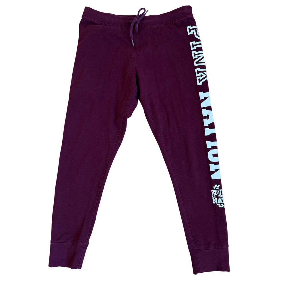PINK Victoria's Secret Nation‎ Joggers Sweatpants Burgundy Size S - Picture 11 of 12